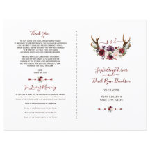 Programa de Casamento Burgundy Blush Florwer Antle