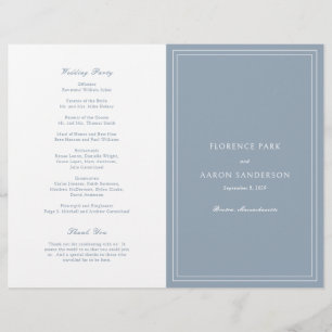 Flyer Programa de Casamento Católico Azul Empoeirado Eco