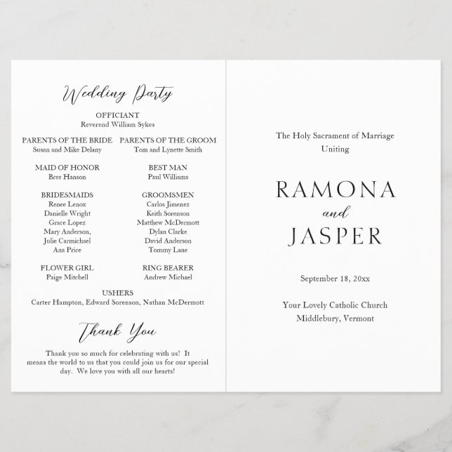 Flyer Programa de Casamento Católico Moderno e Simples (Frente)