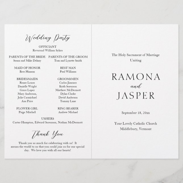 Flyer Programa de Casamento Católico Moderno Simples e O (Frente)