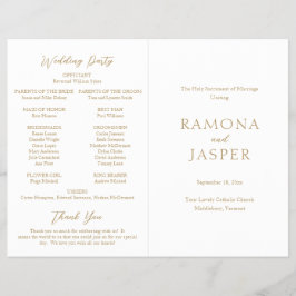 Flyer Programa de Casamento Católico Simples Dourado Mod