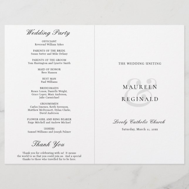 Flyer Programa de Casamento Católico Tradicional Elegant (Frente)
