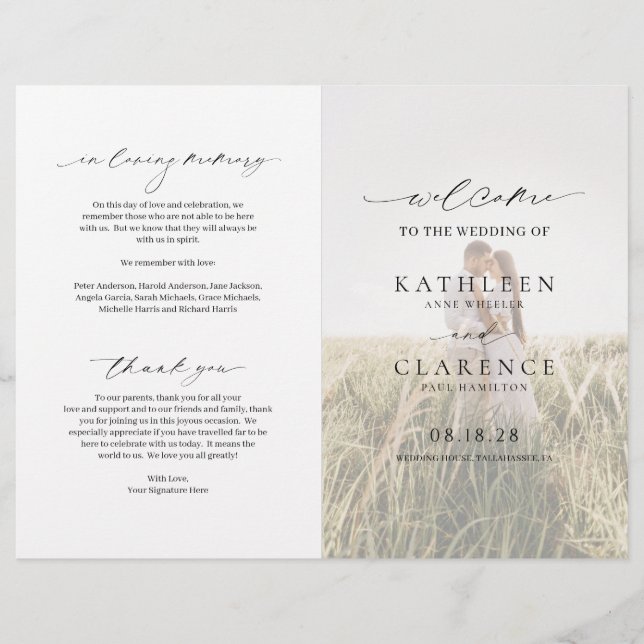 Flyer Programa de Casamento Clássico Foto Elegante Orçam (Frente)