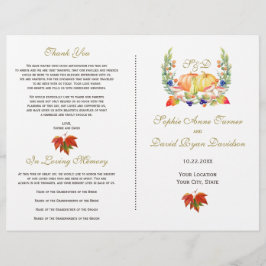 Flyer Programa de casamento de Ação de Graças com coroa 