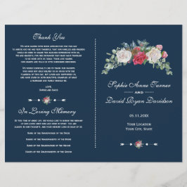 Flyer Programa de Casamento de Berries de Flores Brancas