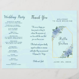 Flyer Programa de Casamento de Hydrangeas Azul