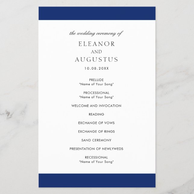 Flyer Programa de Casamento de Orçamento Elegante Azul d (Frente)