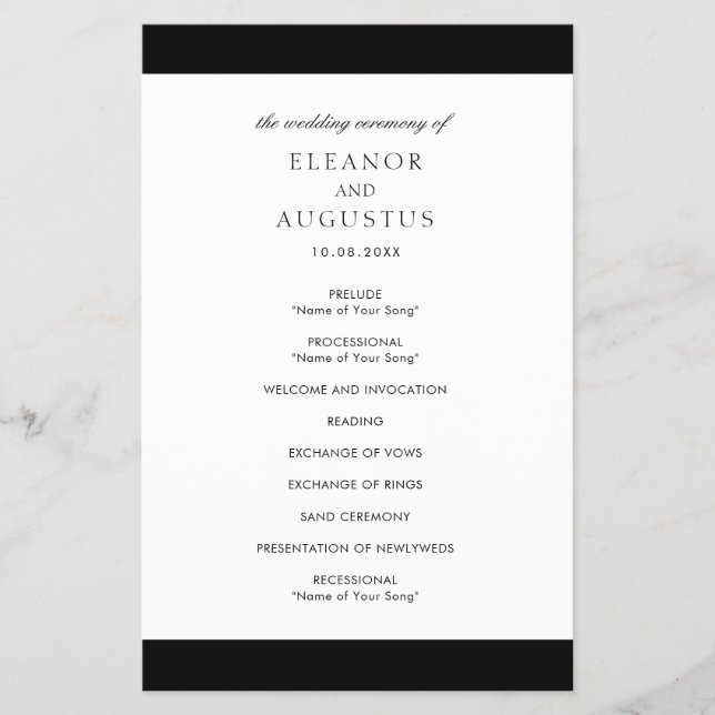 Flyer Programa de Casamento de Orçamento Elegante Preto- (Frente)