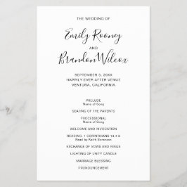 Flyer Programa de Casamento de Orçamento Moderno Preto e