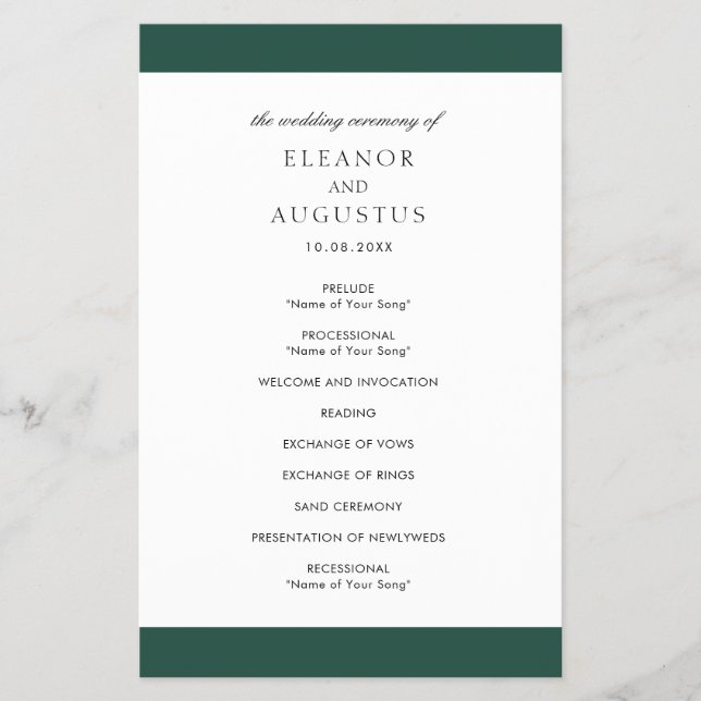 Flyer Programa de Casamento de Orçamento Verde Mínimo do (Frente)