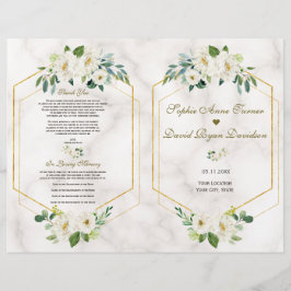 Flyer Programa de Casamento de Quadros Dourados Florais 