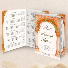 Flyer Programa de Casamento de Rosas Laranja
