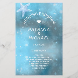 Flyer Programa de Casamento de Verão do Mar Azul Moderno