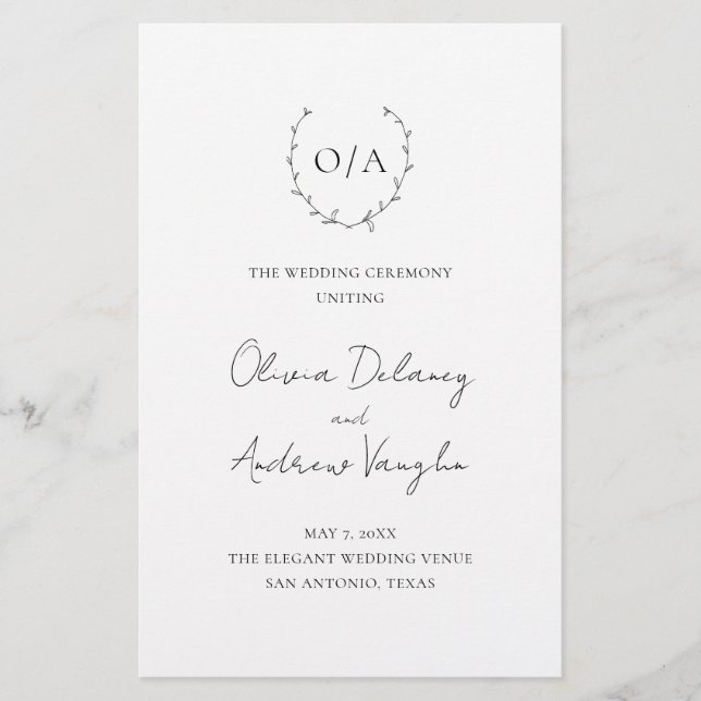 Flyer Programa de Casamento do Orçamento Elegante Monogr (Frente)