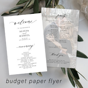 Flyer Programa de casamento econômico elegante foto pret