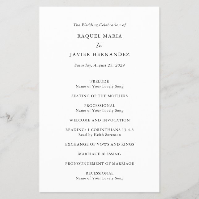 Flyer Programa de Casamento Elegante Clássico e Econômic (Frente)