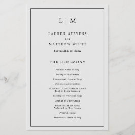 Flyer Programa de Casamento Elegante com Monograma Simpl
