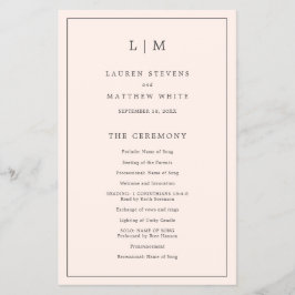 Flyer Programa de Casamento Elegante Monograma Rosa Simp