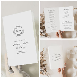 Flyer Programa de Casamento em Papel com Coroa Clássica