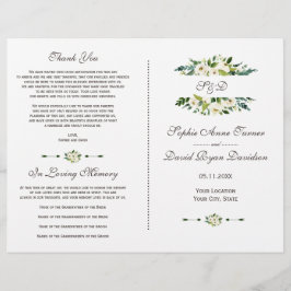 Flyer Programa de Casamento Floral Floral Charming White