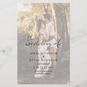 Flyer Programa de Casamento Moderno de Script Rustic Aim