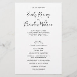 Flyer Programa de Casamento Moderno e Econômico Preto e