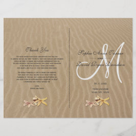 Flyer Programa de Casamento na Praia de Areia e Estrelas