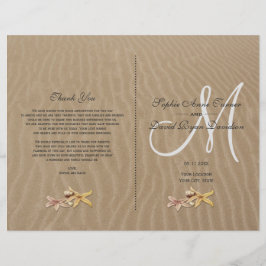 Flyer Programa de Casamento na Praia de Areia e Estrelas