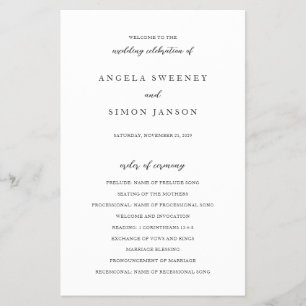 Flyer Programa de Casamento Neutro Moderno Elegante