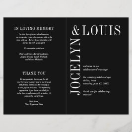 Flyer Programa de Casamento Preto Moderno e Ousado