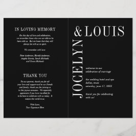 Flyer Programa de Casamento Preto Moderno e Ousado