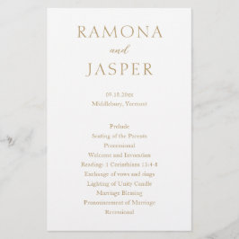 Flyer Programa de Casamento Simples Dourado Moderno e De
