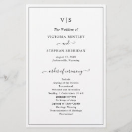Flyer Programa de Casamento Simples Elegante com Monogra