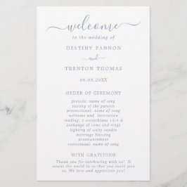 Flyer Programa de Casamento Simples Minimalista em Azul