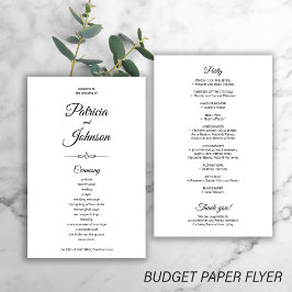 Flyer Programa de casamento simples preto e branco elega