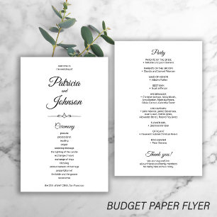 Flyer Programa de casamento simples preto e branco elega
