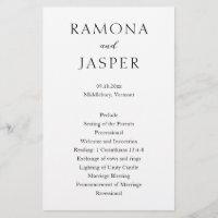 Programa de Casamento Simples Preto e Branco Moder