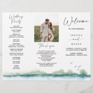 Flyer Programa de Casamento Tri-Fold Mountain Lake