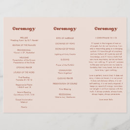 Flyer Programa de Casamento Trifold Rosa Pêssego Retro E