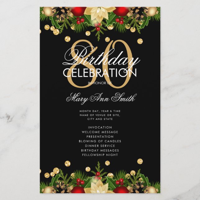 Flyer Programa de Festa de aniversário de 80 de Férias D (Frente)