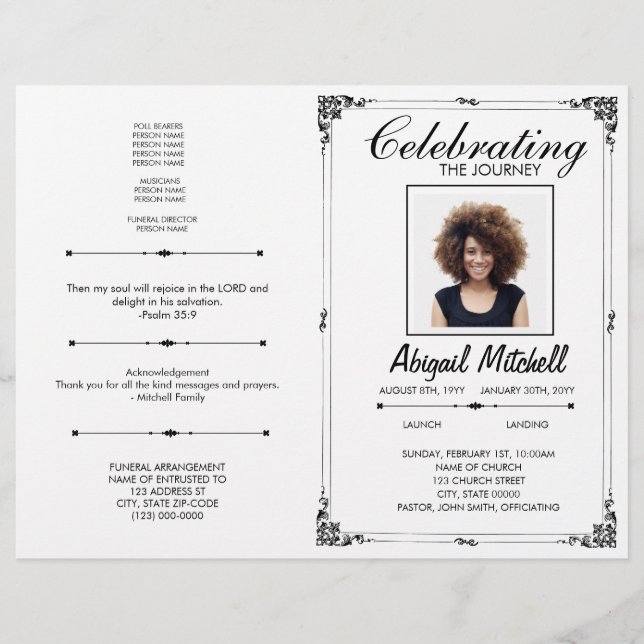 Flyer Programa de Funeral | Celebrando a Jornada | FP001 (Frente)