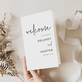 Flyer Programa de papel dobrado preto/branco minimalista