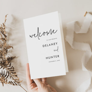 Flyer Programa de papel dobrado preto/branco minimalista