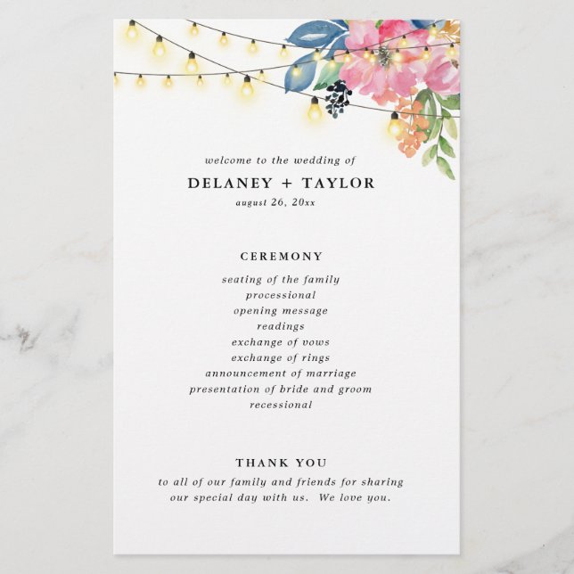 Flyer Programa de Papel para Flores e Luzes do Jardim (Frente)