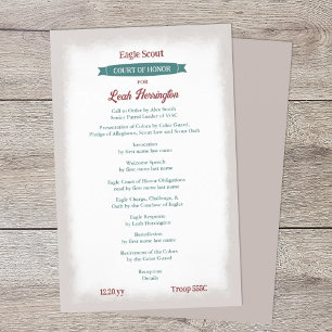 Flyer Programa do Tribunal de Honra Verde Teal e Burgund