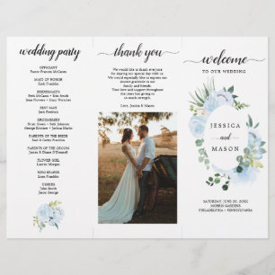 Flyer Programa editável de Casamento Fleur Jolie Trivez