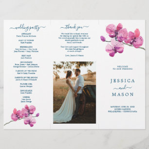 Flyer Programa Editável de Casamento Triplicado da Orquí