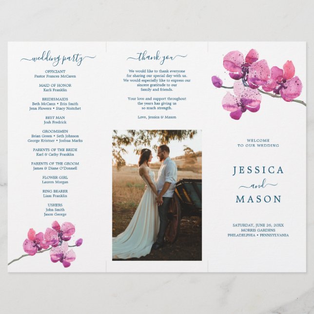 Flyer Programa Editável de Casamento Triplicado da Orquí (Frente)