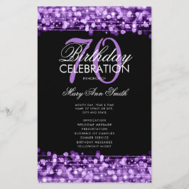 Flyer Programa Elegante de Aniversário do 70 com Roxo co