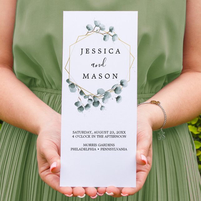 Flyer Programa Eucalyptus Greenery Trifold Wedding (Criador carregado)